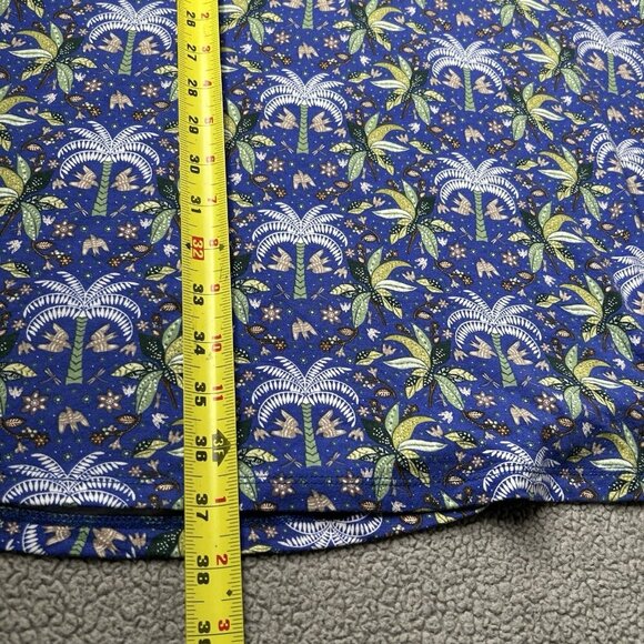 Boden Dress US Size 12 Blue Palm Trees Ruched V-Neck Pockets Swing Puff Sleeve - Picture 15 of 15